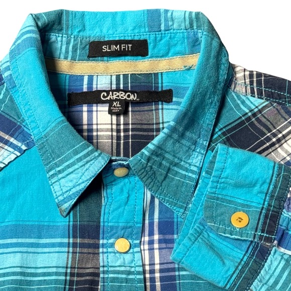 Carbon Other - Carbon2Cobalt Button Up Shirt Mens XL Plaid Slim Fit Long Sleeve Pearl Snaps